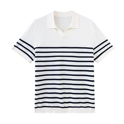 夏季长绒棉提花肌理燕子领海魂衫