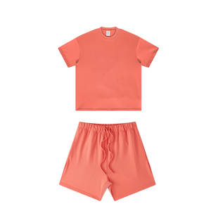 美式高街FOG重磅多色落肩短袖短裤套装宽松oversize半袖T恤运动裤