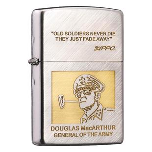正版zippo煤油芝宝打火机防风zipoo拉丝正品麦克阿瑟将军75周年款