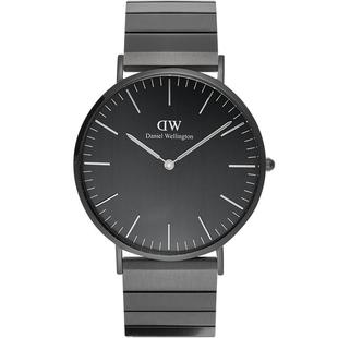 【情人节礼物】DW手表男士 CLASSIC系列钢琴腕表圆形表男款黑圆盘