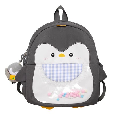 可爱围兜企鹅双肩包女