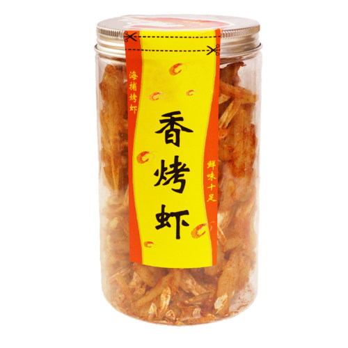 香港风味香烤虾干 微辣有嚼劲香脆美味即食香辣烤大虾干200g罐装