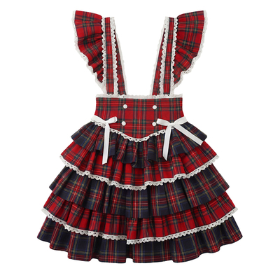 原创日系昭和红色Lolita背带裙