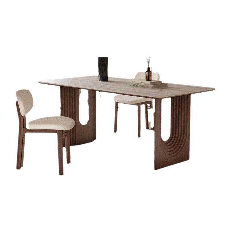 岩板实木餐桌现代简约长方形胡桃木色小户型家用侘寂风岩板餐桌