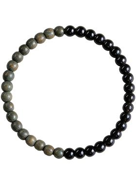 山川心语黑曜石绿檀五行补水手串