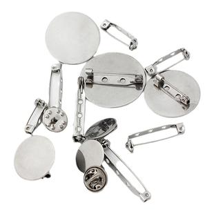 diy胸针材料 不褪色钛钢不锈钢可隐形胸针圆形底托胸针别针配件