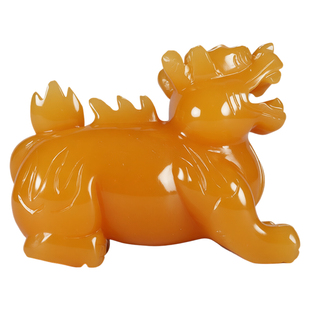 天然米黄玉龙生九子狻猊摆件 招财镇宅神兽家居办公室风水装饰品