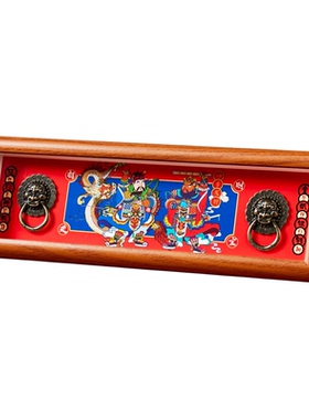 新年实木财神财库门神摆件