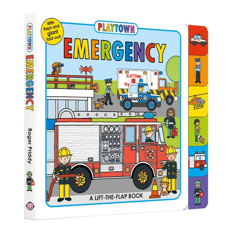 Playtown系列 Emergency A Lift-the-Flap book纸板翻翻书边玩边学幼儿启蒙绘本童书儿童绘本撕不烂纸板书