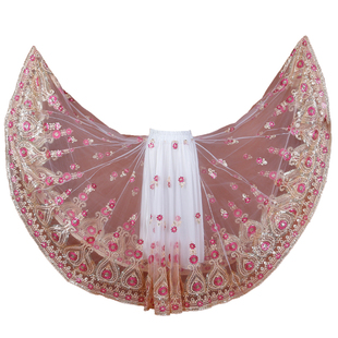 720大摆新疆舞蹈半身裙四季款绣花舞裙民族风维吾尔族舞蹈表演裙