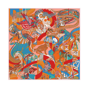 艺术丝巾高端礼品原创品牌真丝大方巾桑蚕丝女送礼老外围巾高级感