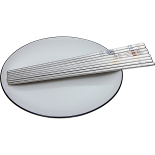 韩国筷子进口316不锈钢韩式实心扁筷子家用食品级彩色激光烤花