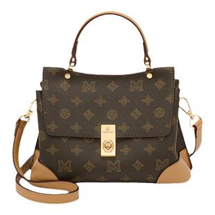 稻草人女包2025新款高级感送婆婆印花单肩包时尚斜挎手提妈妈包包