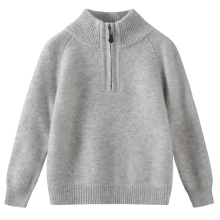 儿童半高领拉链羊毛衫加厚男女童羊绒毛衣中大童针织打底衫新款冬