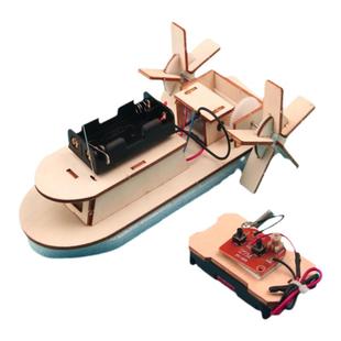 新款遥控双桨电动明轮船学生手工制作材料科技小发明diy拼装模型