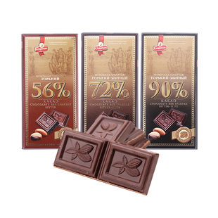 白俄罗斯原装进口斯巴达克纯黑苦味巧克力72%90%可可脂牛皮纸盒装