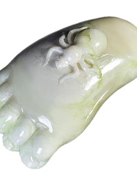 蓝田玉脚丫知足常乐男女士手把件文玩随身工艺饰品汽车挂件小摆件