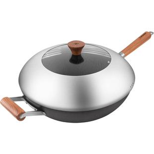 美珑美利 雅典窒化铁炒锅 家用无涂层铁锅电磁炉炒菜锅燃气灶专用