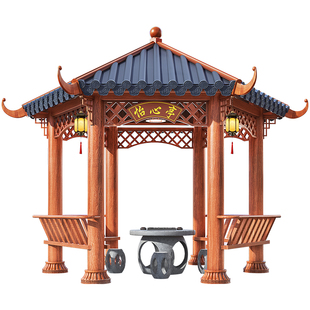 光标六角凉亭铝合金古建长廊院子四角亭子琉璃瓦双层仿古公园凉亭