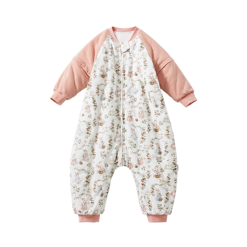 ELLEbaby全棉婴儿睡袋秋冬款加厚儿童男童宝宝睡觉恒温分腿防踢被