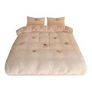 可爱小丑｜ins梦幻奶油粉卡通牛奶绒四件套冬天加厚法莱绒1.8床笠