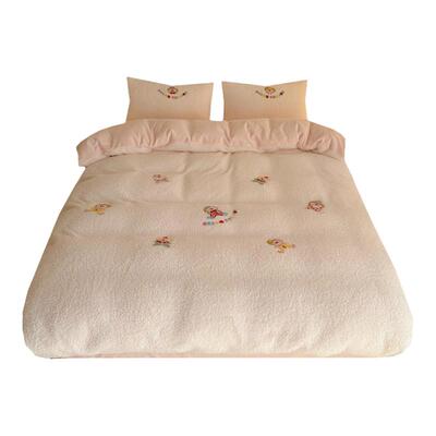 ins梦幻奶油粉卡通四件套牛奶绒