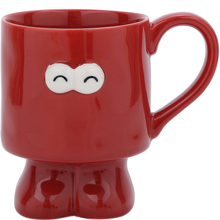 emoji马克杯高脚杯可爱表情杯子家用红色陶瓷杯女生情侣杯咖啡杯