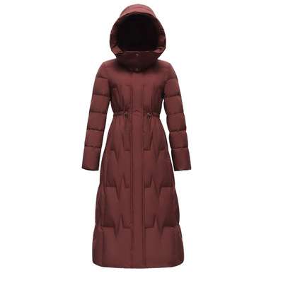 雪中飞中长款羽绒服女过膝加厚保暖防寒服冬季连帽正品女士羽绒衣