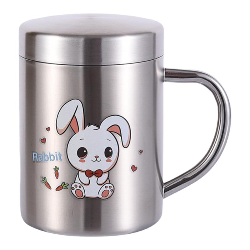 雙層杯304316不銹鋼杯5歲兒童牛奶杯成人防摔生肖帶刻度三歲以上