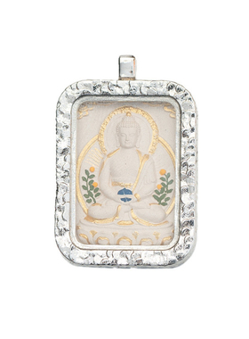 手绘白铜藏式香灰擦擦描金唐卡