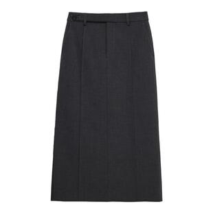 MESUX米岫新品女装西装结构侧开叉蕾丝直筒长半裙MMWUS403