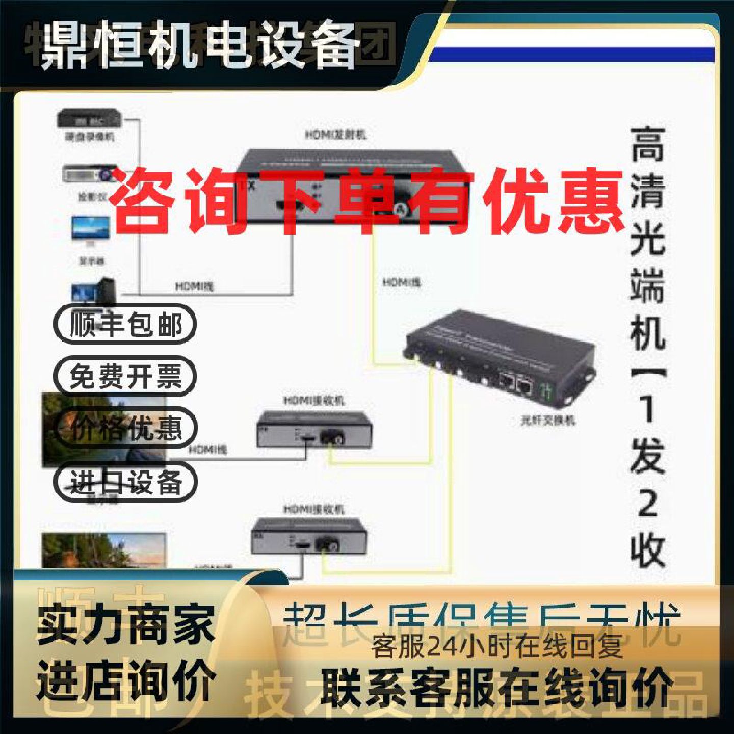 议价HDMI光端机1发2/4/8/16/24收VGA收发器高清视频DVI转光纤延长图片