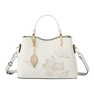 啄木鸟大容量包包女2025新款高级感轻奢真皮刺绣送妈妈手提包国风