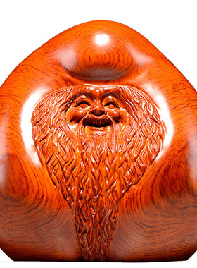花梨木雕寿桃摆件老寿星祝寿礼品