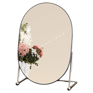 镜子化妆镜ins风台式桌面家用卧室梳妆台高级感折叠铁艺大梳妆镜