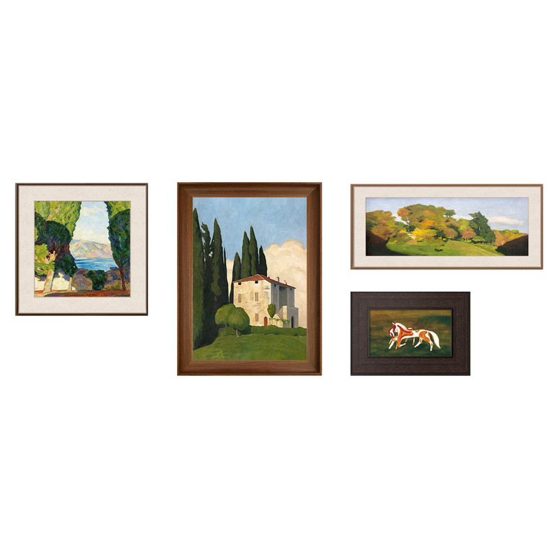 中古风风景肌理感组合画