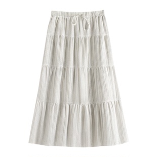 Tie up big swing skirt loose long skirt系带大摆裙宽松长裙女