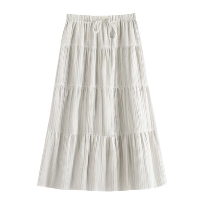 Tie up big swing skirt loose long skirt系带大摆裙宽松长裙女