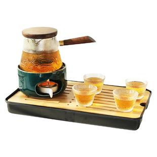 网红下午茶水果茶壶单壶蜡烛温茶加热底座小号玻璃煮茶壶茶具套装
