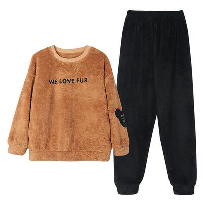 睡衣女秋冬季长袖珊瑚绒加厚加