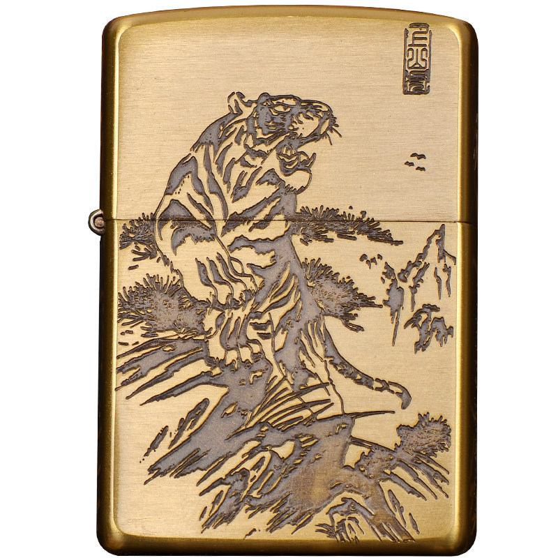 ZIPPO打火机纯铜上山虎男士礼物