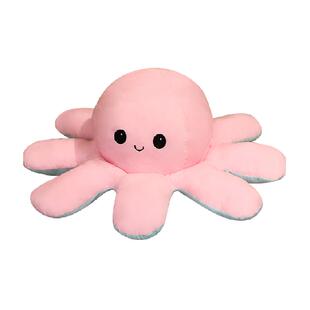 两面章鱼玩偶公仔双面翻转变脸生气小章鱼翻面八爪鱼娃娃毛绒玩具