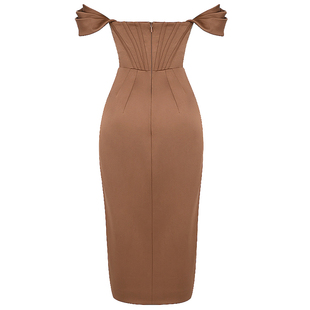 High Split Maxi Dress Solid Evening Party Vintage Dresses