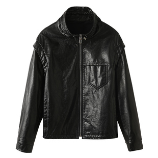 秋冬新款牛皮真皮外套短款时尚立领海宁休闲皮衣女帅气欧美夹克潮