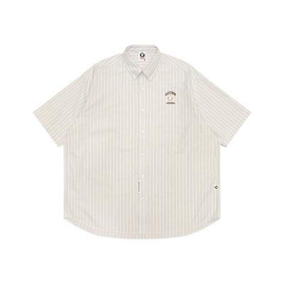 Aape男装字母刺绣条纹短袖衬衫