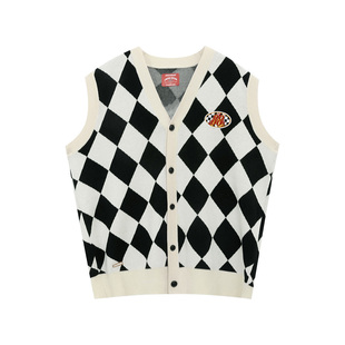 SprayGround23新款棋盘格马甲嘻哈情侣潮流针织衫慵懒风W0930801