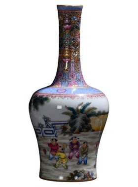古月轩婴戏图摇铃尊公司博古摆件