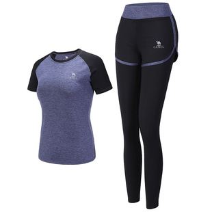 骆驼瑜伽服女士款套装秋冬跑步服上衣健身服长袖休闲运动服两件套