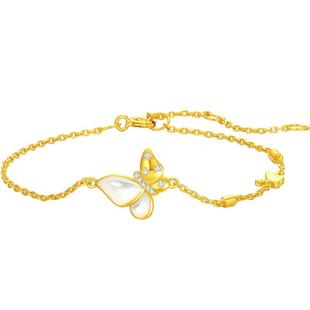 潮宏基花韵S925银贝壳手链手饰手串闺蜜蝴蝶时尚情人节礼物女轻奢