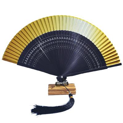 中国风折扇子绿色折叠扇古风纯色汉服小竹扇旗袍摄影女跳舞蹈扇